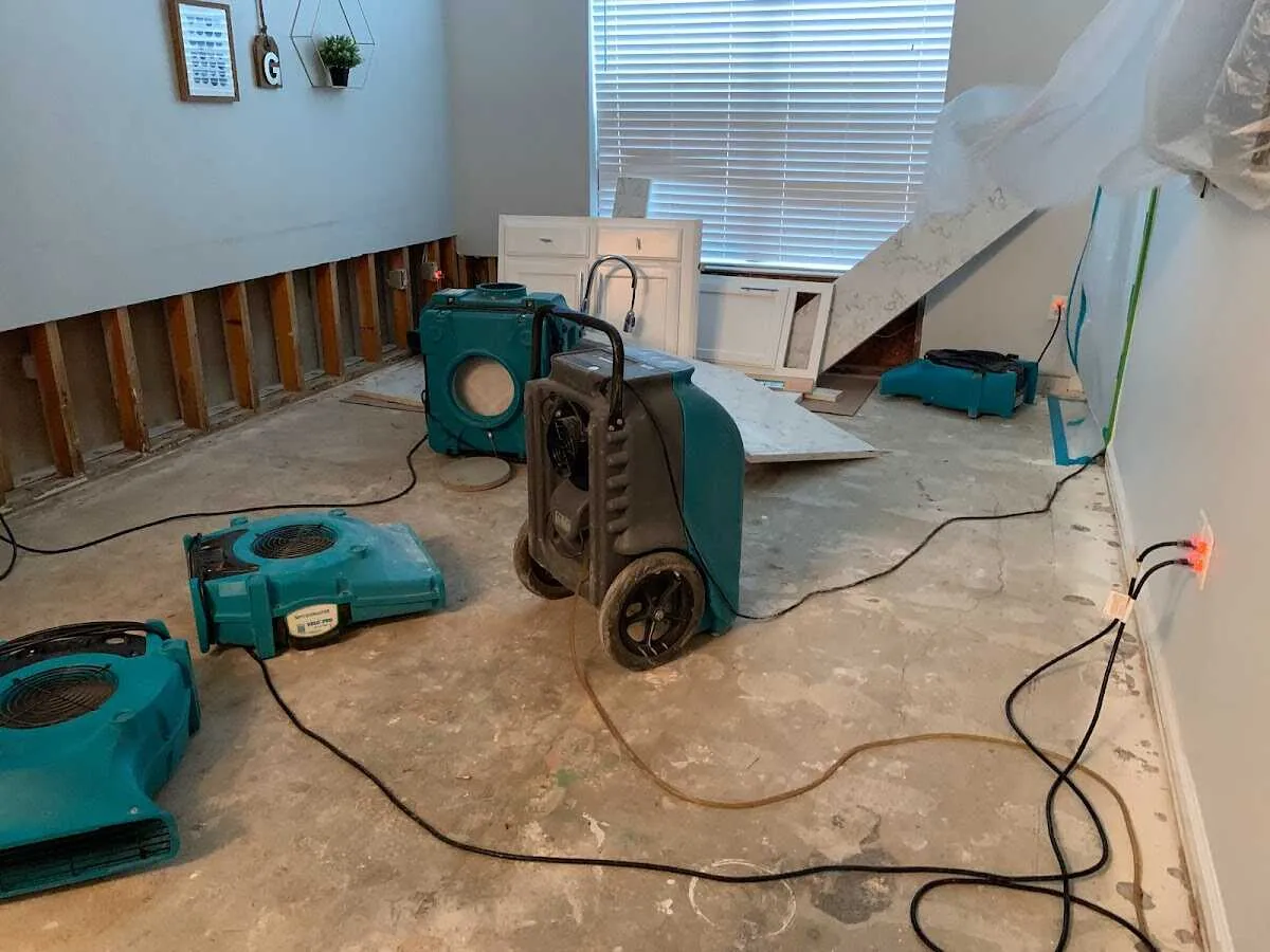 Dehumidifier in flood-cut room for Water Extraction & Removal in Boerne