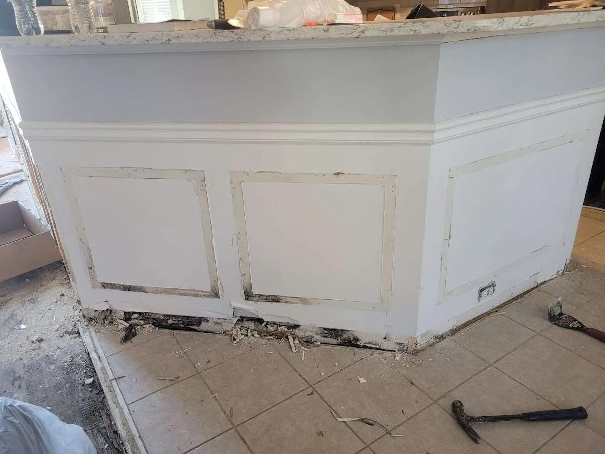 Water damage and mold on kitchen during Burst Pipe Cleanup in Boerne